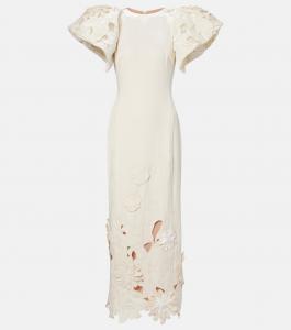 Люсина вельветовое макси-платье с цветочной аппликацией Leo Lin, Snow