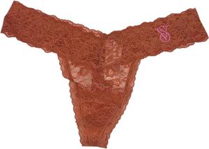 Виктория Сикрет кружевные стринги All Lace цвет Cinnamon/Gingerbread Victoria's Secret