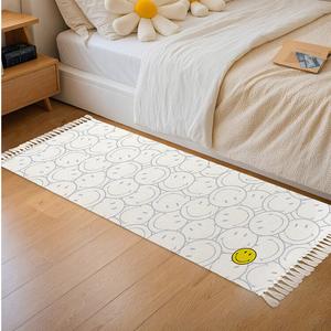 Dajiang Ковер 60х180 см для спальни/гостиной Official Smiley IP Collaboration, у кровати или дивана, полосатый, в углу с улыбкой, моющийся