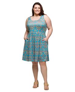 Платье большого размера без рукавов, плиссированное, длиной до колена, с карманами 24seven Comfort Apparel, Blue Multi