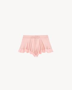 Шелковые сатиновые шорты в бельевом стиле Saint Laurent, розовый
