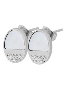 Adeliás Женские серьги - серьги-гвоздики из нержавеющей стали с перламутровыми вставками в серебряной оправе