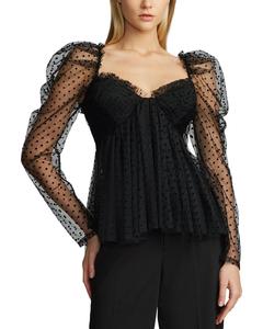 Zac Posen Топ из тюля в горошек, черный