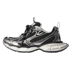 3XL низкие массивные кроссовки Women's Black Silver Balenciaga, черный серебряный