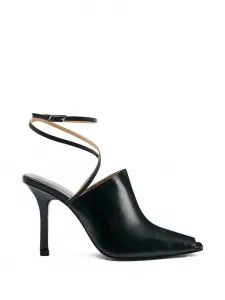 Кожаные сандалии сабо с ремешком на щиколотке Patrizia Pepe, черный