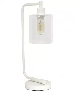 Настольная лампа в стиле ретро Бронсон из железа со стеклянным абажуром All The Rages, white