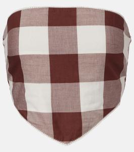 Кроп-топ из хлопка в клетку Callie Posse, Mocha Gingham