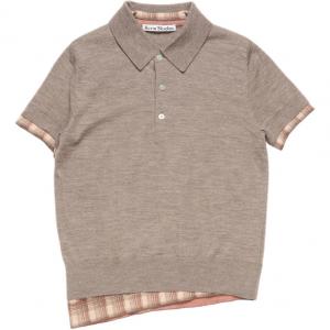 Acne Studios Свитер женский светло-коричневый с воротником-поло, умеренная посадка