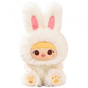 Плюшевая кукла с длинношерстным кроликом мультяшный дизайн высота 40см Barbne, белый