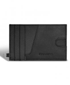 Мужская тонкая кожаная визитница Iconic Collection CHAMPS, черный
