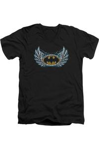 Футболка с коротким рукавом и V-образным вырезом для взрослых с логотипом Batman Steel Wings Gildan, черный