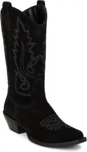 Женские казуальные сапоги Coconuts by Matisse Gaucho с вышивкой, открытый носок, средний голень, низкий каблук 1-2 - коричневые, черный