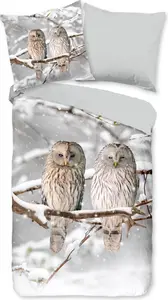 Пододеяльник Доброе утро 200x200 + 2* 80x80 см - совы на зимнем пейзаже Muller Textil
