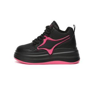 Высокие кожаные скейтерские кроссовки DAPHNE женские 6 см, черно-красные