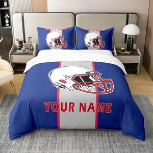 Erosebridal Хлопковый чехол на одеяло с принтом американского футбола в сине-бело-красную полоску, White Blue