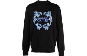 Хлопковый свитшот с вышитым принтом VERSACE JEANS COUTURE, черный