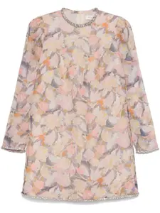 ZIMMERMANN мини-платье с отделкой стразами, нейтральный цвет