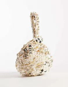 Кремовая сумка с ручкой из пайеток Accessorize