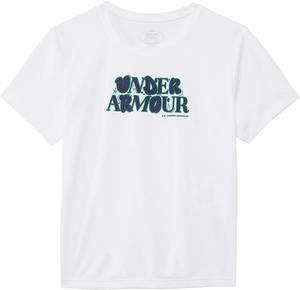 Футболка Under Armour Kids Tech Wordmark Short Sleeve T-Shirt, цвет White/Midnight Navy/Team Kelly Green