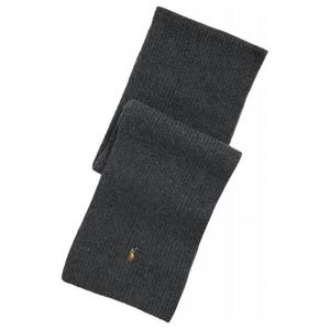 Хлопковый полиэстеровый трикотажный шарф мужской серый Polo Ralph Lauren