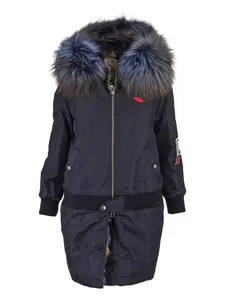 Пальто с капюшоном и искусственным мехом Mr & Mrs Italy, синий