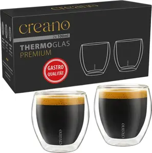 Стаканы для эспрессо премиум-класса с двойными стенками, качество для общественного питания, набор из 2 шт., 100 мл Creano