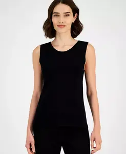 Женский свитер без рукавов с круглым вырезом Anne Klein, черный