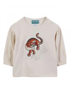 Kenzo Kids футболка с длинными рукавами и принтом Tiger, нейтральный