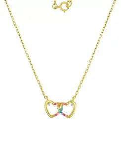 Ожерелье с подвеской в виде переплетающихся сердец из разноцветных кубических цирконий из стерлингового серебра, 18 дюймов Macy'S, yellow