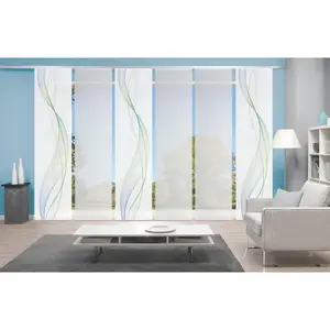 Шторка-гардина 6ER SET HEIGHTS на панельной каретке, 6 шт., ВхШ: 260x60, шторка-гардина 6 шт. с цифровой печатью Vision S, синий/зеленый