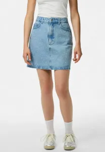 Джинсовая юбка pcnoel со стразами Pieces, Light Blue Denim