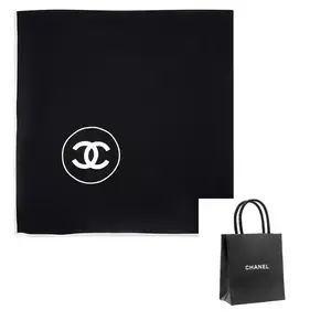 CHANEL Кашемировый шелковый шарф унисекс черный, Black