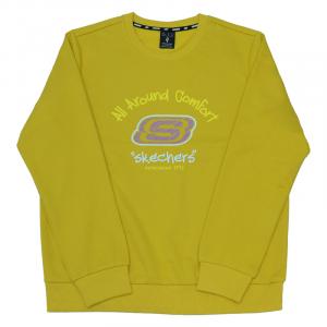 Skechers Толстовка унисекс, бамбуковый желтый цвет, круглый вырез, умеренный крой