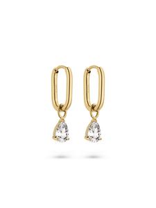 s.Oliver Серьги-кольца из нержавеющей стали с золотыми вставками из камней