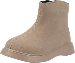 Детские повседневные ботинки для девочек, короткие ботинки на зиму, однотонные повседневные снежные сапожки, для маленьких и больших детей, осень-зима, модные короткие ботиночки Generic, Khaki