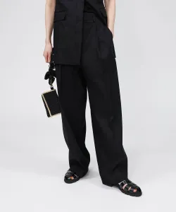 Широкие брюки из эластичной льняной вискозы Babylone, цвет Black 19