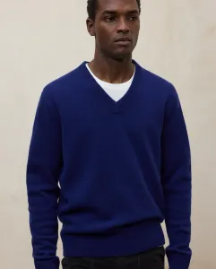 Мужской пуловер из тонкой пряжи с V-образным вырезом Ecoalf, синий