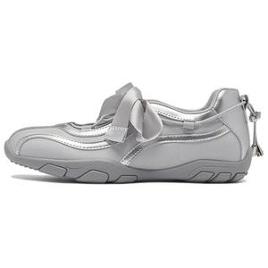 AGSDON Мэри Джейн туфли на каблуке 3 см женские серебристые, цвет Silver