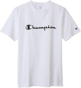 Мужская футболка Champion с коротким рукавом и круглым вырезом, 100% хлопок, логотип с надписью, резиновый принт, C3-X358, белый