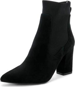 Женские ботильоны FSJ с заостренным носком, широким каблуком, эластичные, на липучке, удобные зимние ботинки, размеры 4-15 США, Black