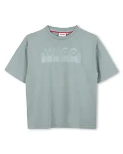 Детская футболка зеленого цвета из хлопка Hugo