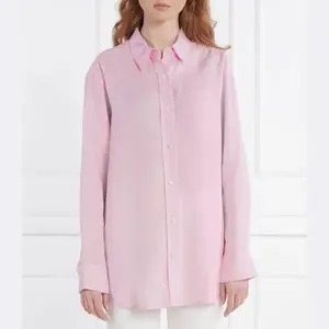 Льняная рубашка свободного кроя Samsøe Samsøe, розовый