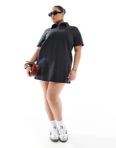 Платье-поло из денима черного цвета ASOS