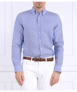 Льняная рубашка Regular fit Oscar Jacobson, синий