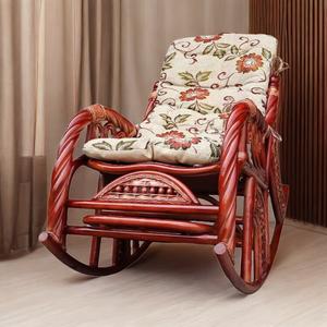 Плетеное кресло-качалка из натурального индонезийского ротанга с выдвижной массажной подножкой