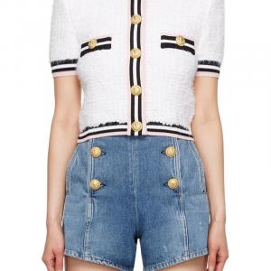 Кардиган с монограммой Maze Bouclé BALMAIN, белый