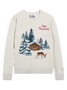 Свитер с принтом гор Mc2 Saint Barth Kids, бежевый