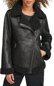 Женская мотоциклетная куртка Levi's из искусственной овчины, черный