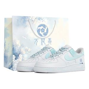 Nike Кроссовки для скейтбординга Air Force 1, унисекс, низкие, белые/зеленые/синие