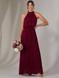 Плиссированное платье макси для подружки невесты Jolie Moi, бордовый